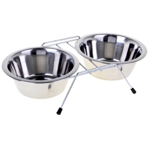 Миска метал.на ножках двойная 2*360мл 2700 мухтар