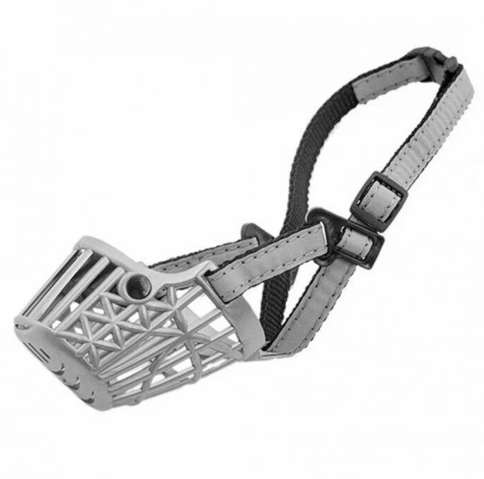 Намордник пластиковый светоотражающий №1, 14 см (шпиц), серый металлик